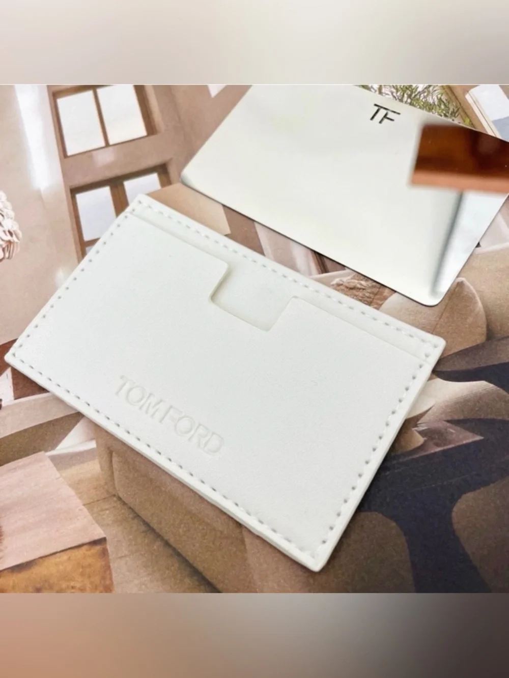 Tom Ford White Leather Case With‎ Pocket Mirror